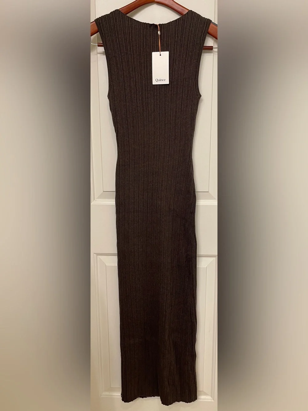 Quince Cotton Cashmere Ribbed Sleeveless Midi Dress - Picture 6 of 6